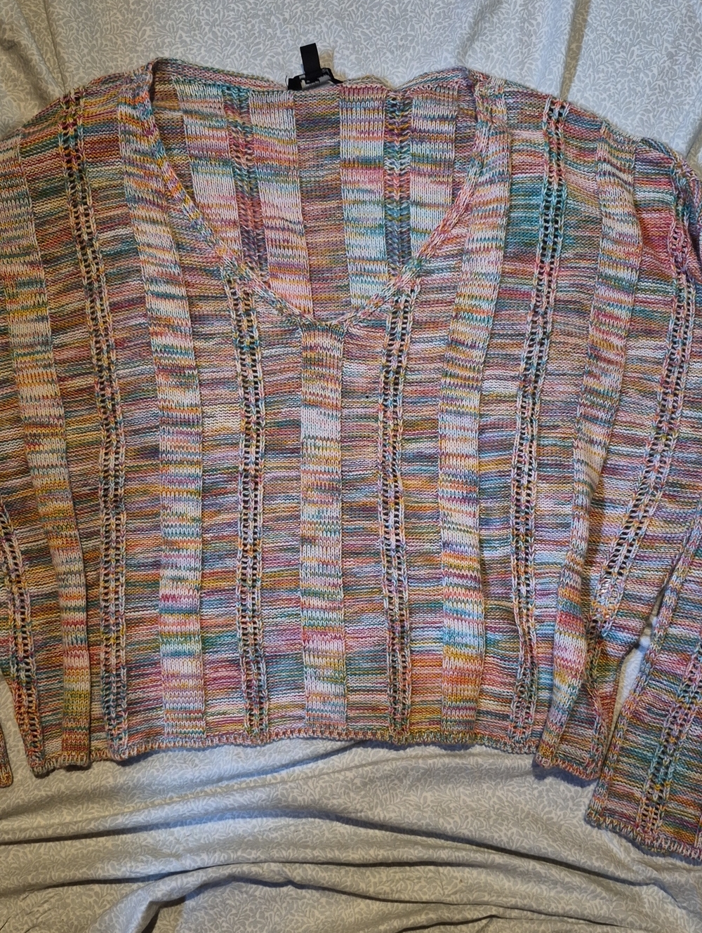 Mavi Multicolor Pastel Striped V-Neck Sweater